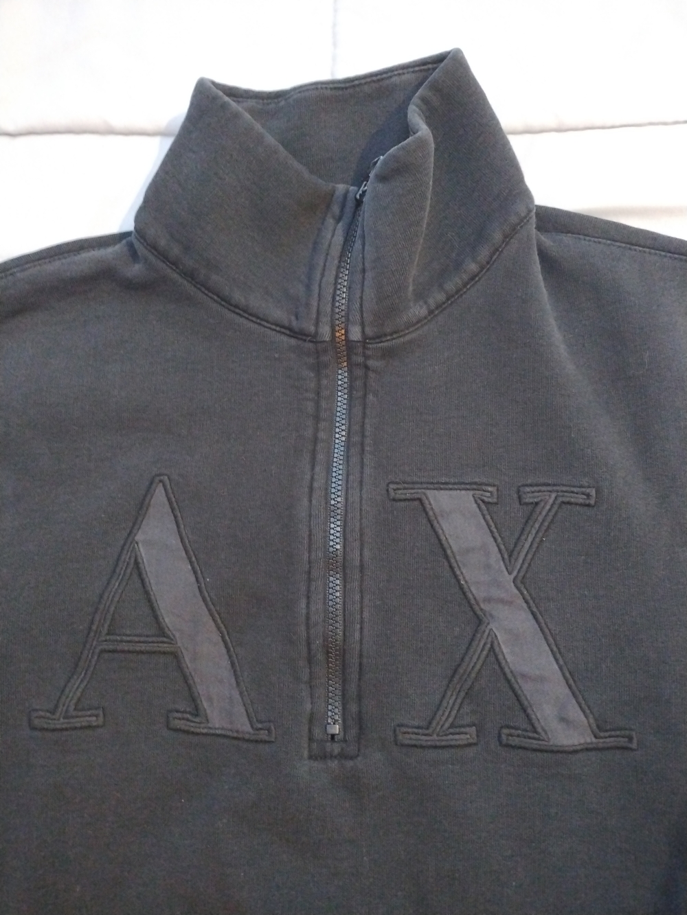 Armani Exchange Men's Zip-Up Pullover Sweater - Charcoal Gray - Picture 3 of 5